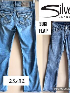 VTG Silver Jeans Womens Jeans Suki Flap Low Rise Y2K Bootcut Light Wash 25x32